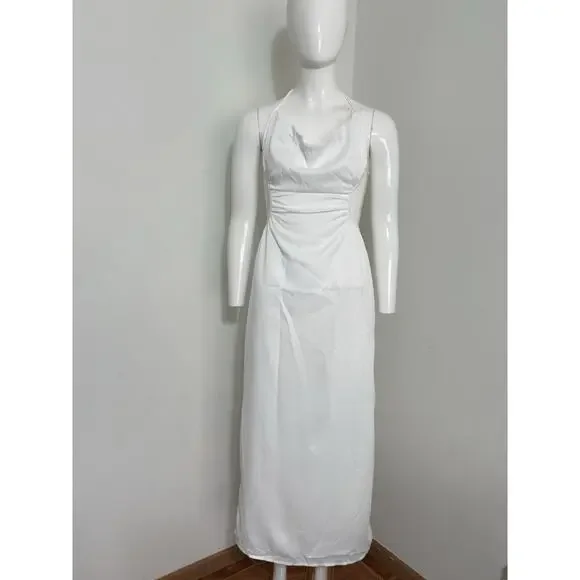 NWT Princess Polly Tailor White Maxi Dress Women’s 4, Cowl Neck Backless Party - Picture 2 of 15